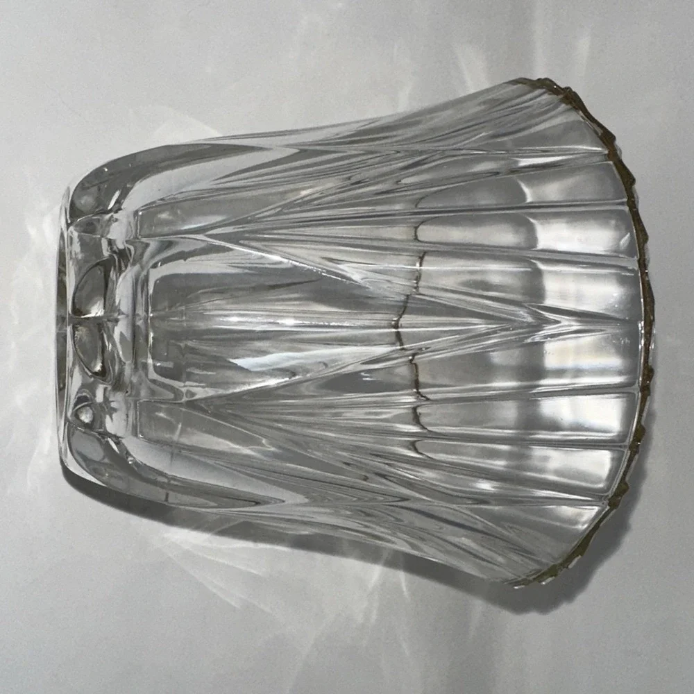 Vintage Cut Crystal Bowl Gold 4